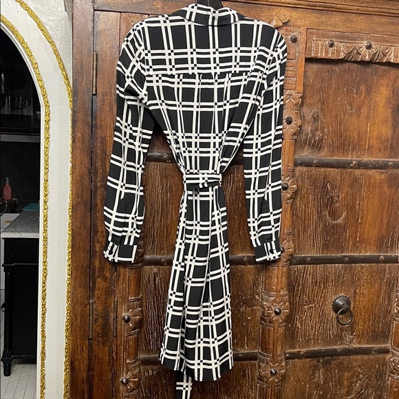 Diane Von Furstenberg 100% Silk Shirt Dress with Waist Tie Size 0 - Picture 3 of 12